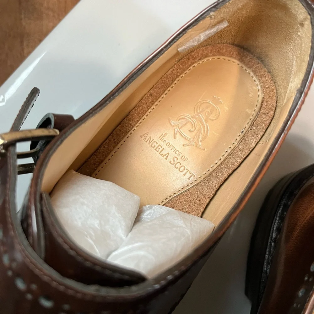 The Office of Angela Scott Brown Leather Double Monk Strap Size 37 1/2, 7 in US - Picture 3 of 6